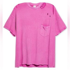 Free People We The Free Distressed Rubi Short Sleeve Tee Women’s Size M Pink